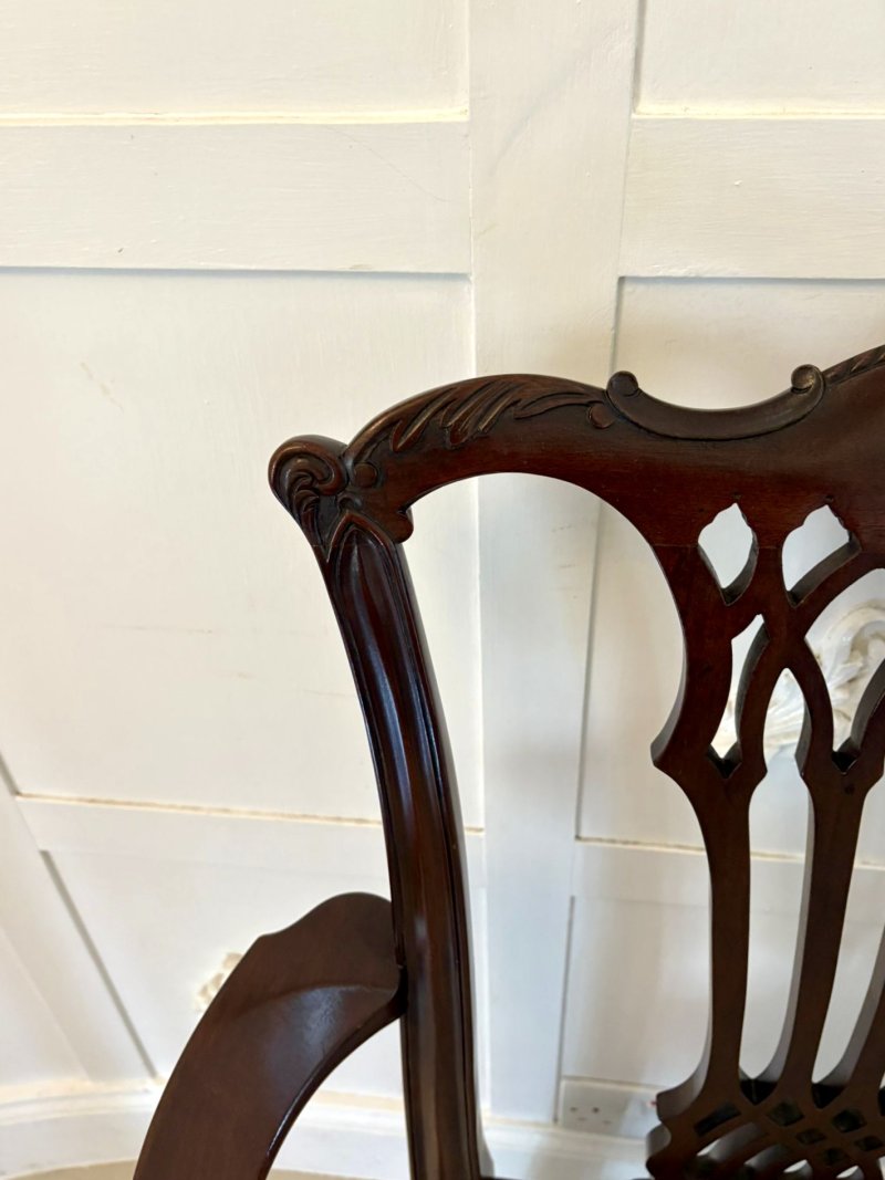 Outstanding Quality Set of 8 Antique Victorian Carved Mahogany Dining Chairs - Image 13